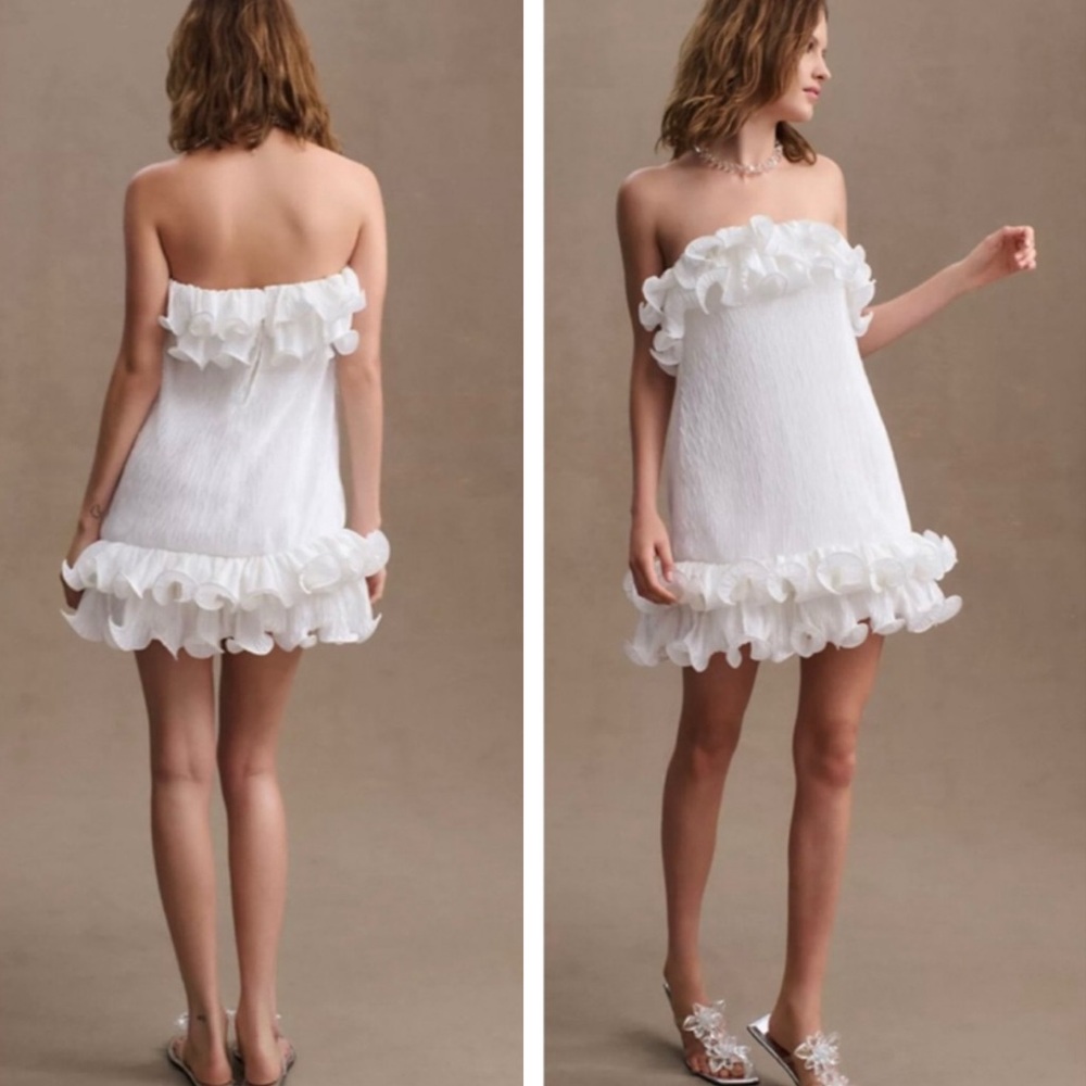BHLDN Anthropologie Lettie Ruffled Mini Dress NEW Size 10